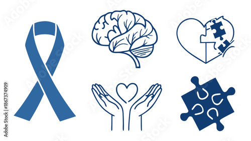 Set of hand drawn vector icons featuring nature and human concepts like trees, brains, clouds, and flowers to represent creative ideas and seasonal art illustrations in a silhouette design