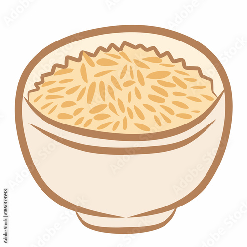 Rice Bowl in Flat Illustration Style for Healthy Meal Design