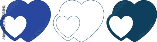 heart shapes in blue and white colors on transparent background