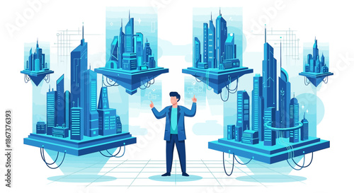 Futuristic Urban Planning: Architect orchestrating the blueprint for a thriving sustainable