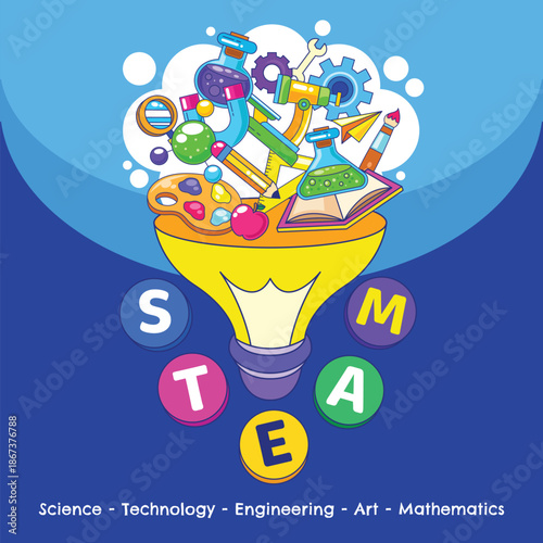 Hand drawn STEAM education logo element vector illustration