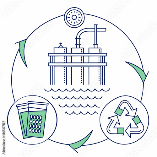 Modern Vector Icon of Wastewater Treatment Process Representing Environmental Engineering and Water Recycling Systems