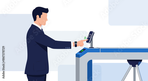 Contactless security access technology concept with modern mobile authentication method