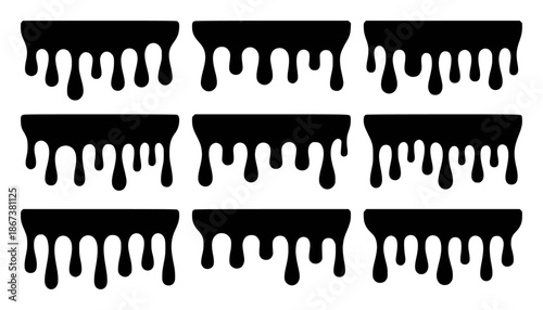 Black ink drips a white abstract pattern liquid