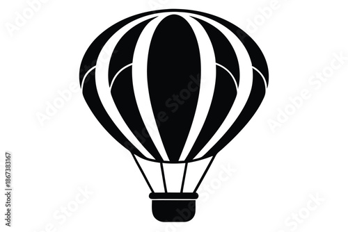 Minimalist Hot Air Balloon Silhouette Vector Illustration Isolated on White Background for Logo and Travel Design