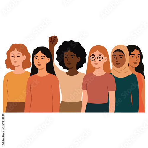 Women of Different Nationalities Standing Together – Women’s Day Empowerment Banner