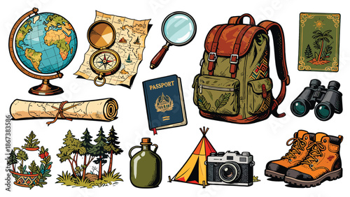 Exploring the wilderness with adventure gear and travel accessories