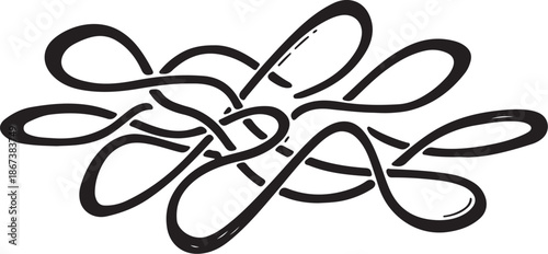 Abstract black lines forming a knot design element
