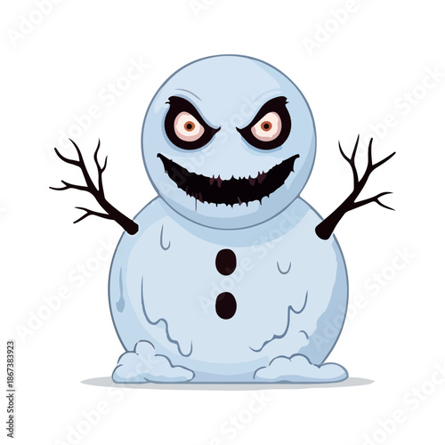 snowman vector 2d 3d rendering Scary Evil Monster Snowman Character