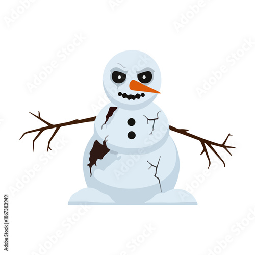 snowman vector 2d 3d rendering Evil Horror Monster Snowman Cartoon