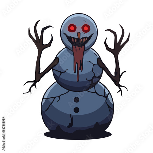 snowman vector 2d 3d rendering Terrifying Zombie Snowman Icon