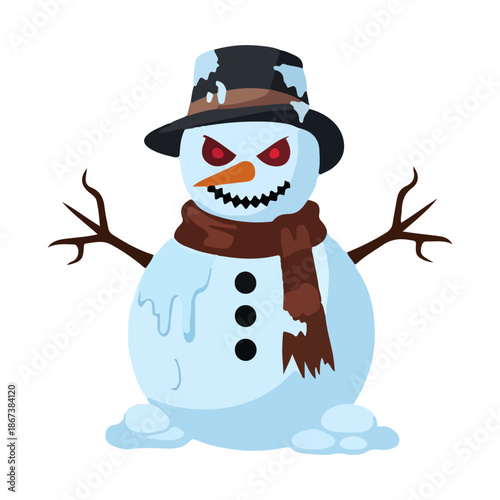 snowman vector Evil Scary Character Cartoon Illustration