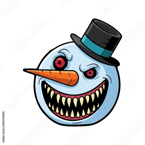 snowman vector 2d Scary Monster Snowman Head With Sharp Teeth