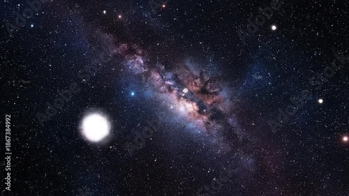 the Milky Way galaxy shining brightly in the dark universe . use as multipurpose tittle intro, background. product mockup. motion graphics background