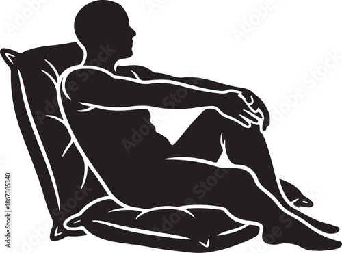 Man sitting in a chair in black silhouette style