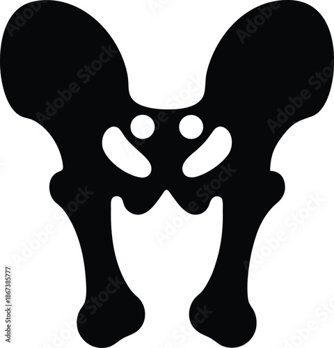 femur bone with head silhouette vector illustration on transparent background