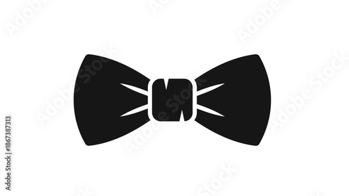 Solid Black Bow Tie for Formal Events, Isolated White Background