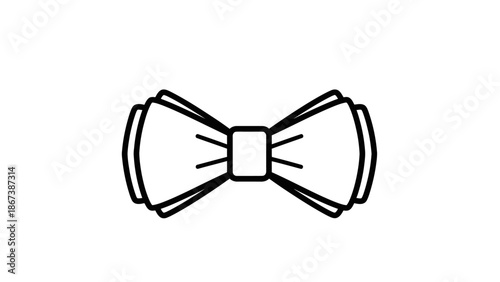 Outline Classic Bow Tie Icon, Isolated White Background