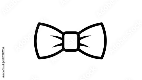 Vector illustration of a black silk butterfly bow tie isolated on a white background for formal fashion elegance and wedding celebration clothing