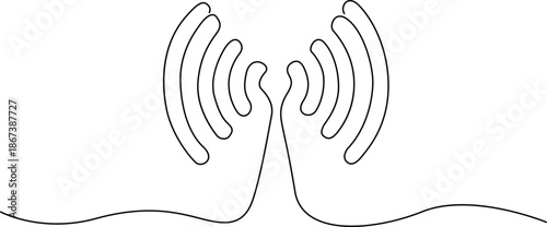 Two hands holding wireless signals Vector
