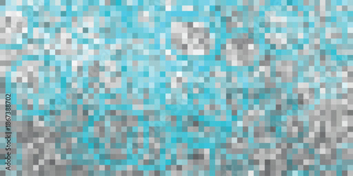 Pixelated abstract background with a blend of cyan, gray, and white squares, suggesting a digital mosaic or fragmented image for technology and design