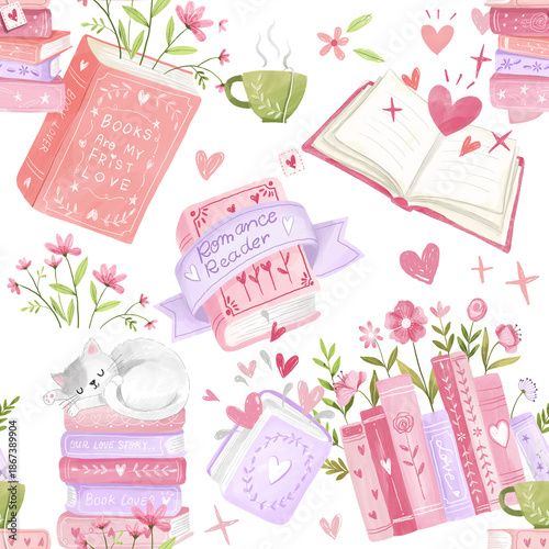 Εκτύπωση καμβά bookish seamless pattern