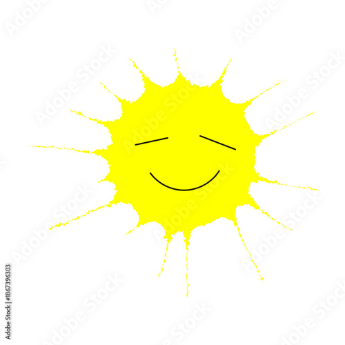 Color splash, burst, blot with cute face isolated on transparent background. Hand drawn flat vector illustration. Cartoon character. Kid fashion, textile print, design element, clip art