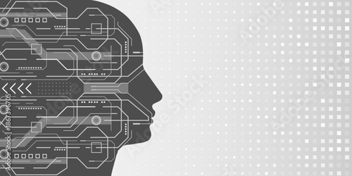 New technologies. Human artificial intelligence. Engineering industry. Vector illustration.