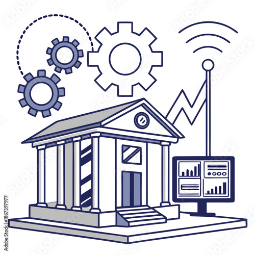 Civil Engineering Foundation Monitoring Icon Representing Structural Stability and Ground Settlement