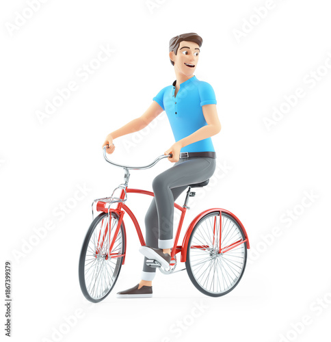 3d man riding bicycle