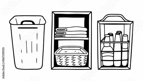 Household laundry and cleaning supplies organizer set