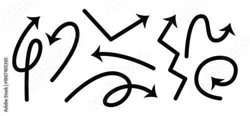 Zigzag Arrow Icon Set Showing Business Growth, Financial Trends and Market Progress Isolated on White Background
