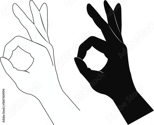 OK gesture Human hand gesture pose  isolated  outline