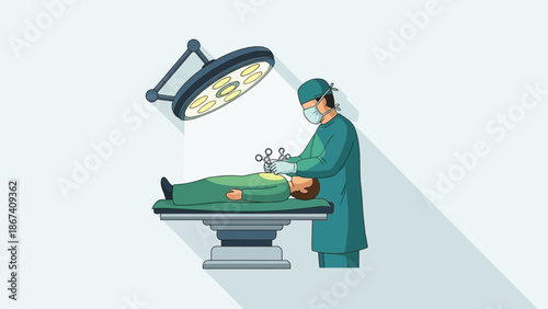 Surgeon Performing Operation on Patient in Operating Room