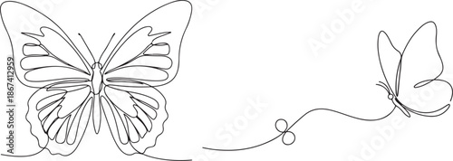 continuous single line drawing of a butterfly vector set.eps
