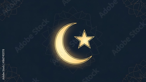 Elegant Crescent Moon Ramadan Background with Golden Glow