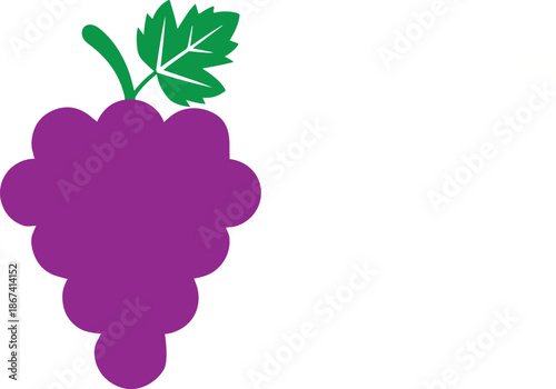 Single purple grape with leaf Vector