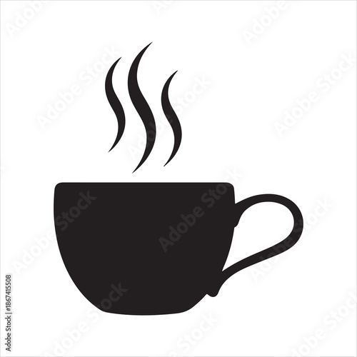 Coffee cup icon, A cup of hot cafe coffee or caffeine drink flat vector illustration 