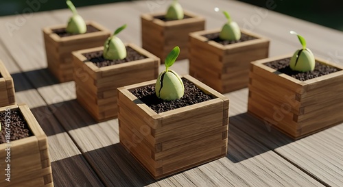 Growing Plants in Wooden Boxes.