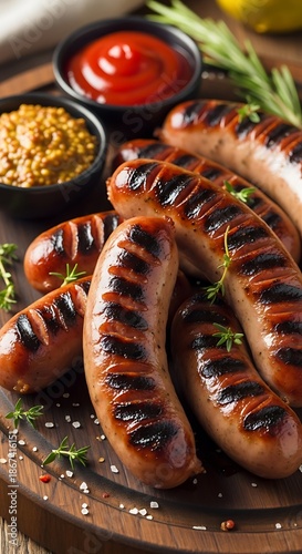 Grilled Sausages with Toppings.
