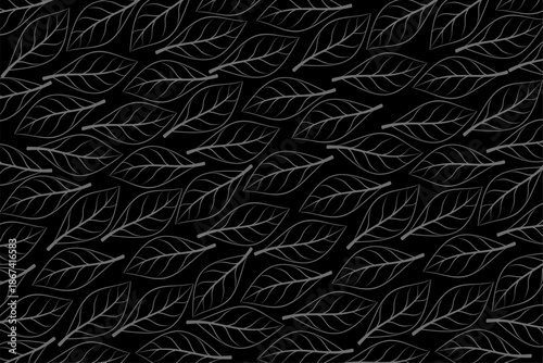 Leaf Vector Seamless Line Art Pattern for Textile.