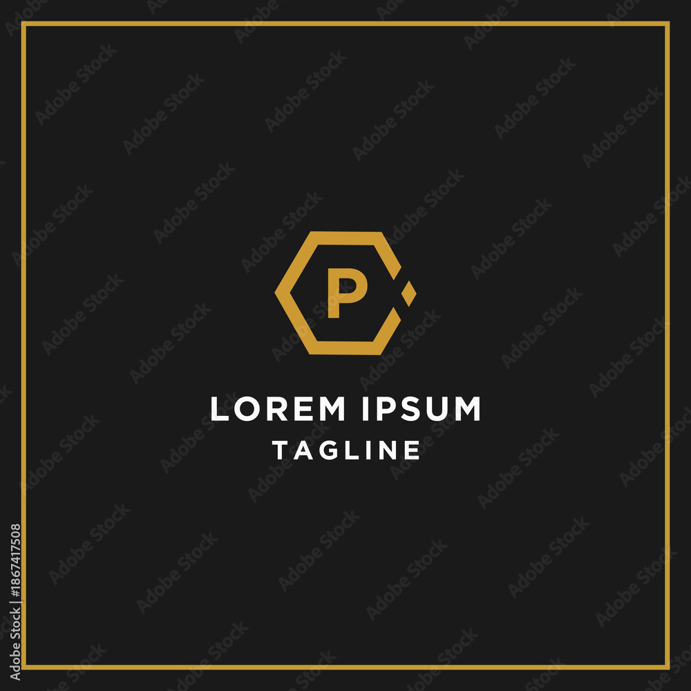 Fototapeta premium cp or pc hexagon logo
