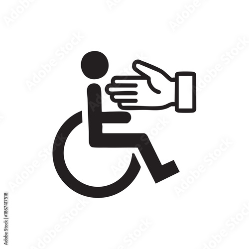 Accessibility symbol with person taking a selfie in wheelchair