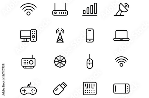 Modern technology and communication icons for business and daily life vector.