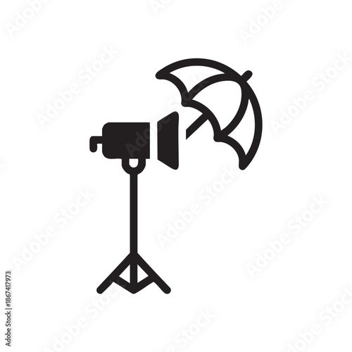 Film production light with umbrella softbox isolated illustration