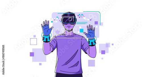 Immersive virtual reality experience: A futuristic world with interactive technology concept