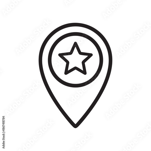 Map location pin with star icon inside for favorite places