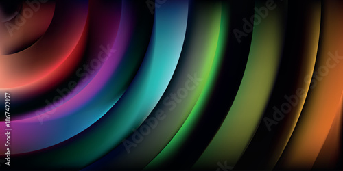 Dark Abstract Swirl with Colorful Bands background