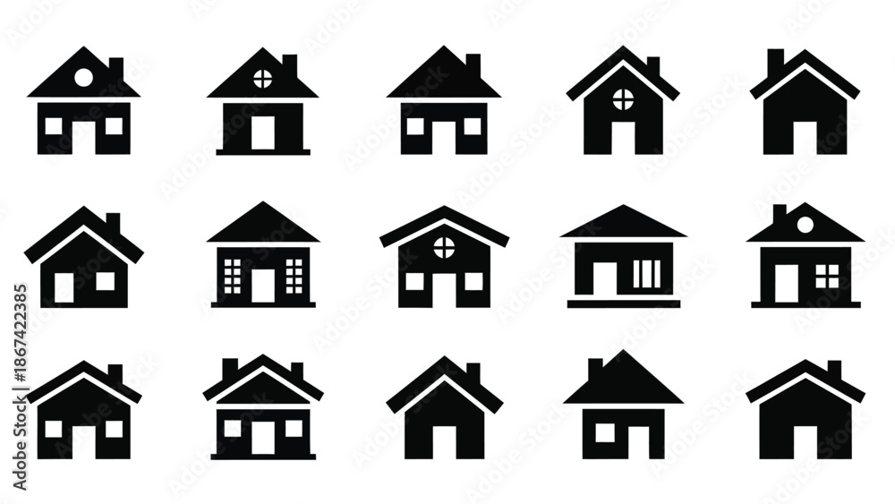 Fototapeta premium Collection of various house icons on a white background