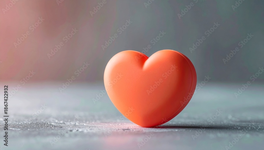 Fototapeta premium Warm Orange Heart Shape on Textured Gray Surface with Soft Lighting